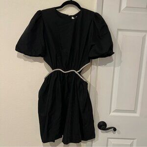 WAYF Esmeralda Rhinestone Cut Out Black Mini Dress Size S NWT